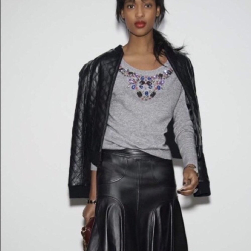 Halogen cashmere gray bejeweled sweater size small - Picture 2 of 4